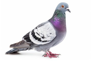 curious gray pigeon perched isolate on pristine white background bird photography