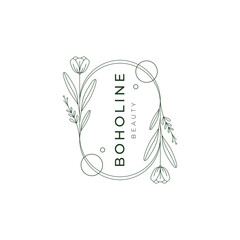 flower botanical boho logo minimalist design