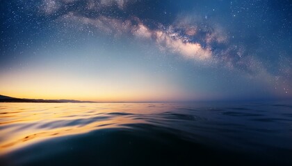 Obraz premium 穏やかな海と満天の星空/天の川4