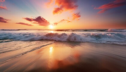 夕日とさざ波/波打ち際