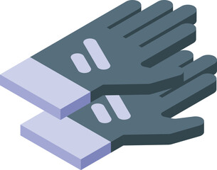 Isometric construction gloves icon, professional protective clothing for workers