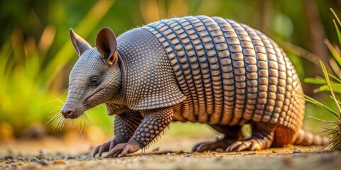 Detailed armadillo in natural habitat