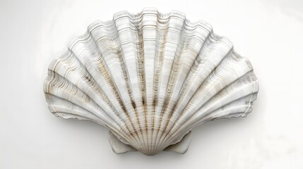 3. Generate a digital artwork of a scallop's complete anatomy, highlighting its shell's concentric growth lines, adductor muscle scar, and ornate mantle patterns, suitable for scientific