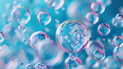 Multi-coloured transparent water bubbles creative background image