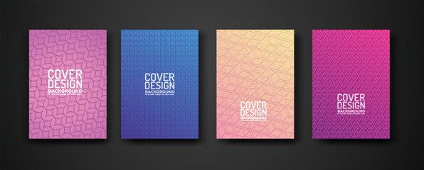 Fototapeta premium set cover design with modern geometric lines textured pattern and colorful dynamic gradation