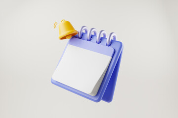 3D calendar icons mark the date and time for event meeting reminders. Calendar with 3D clock for appointments, due dates, vacation planning. 3d alarm clock illustration