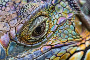 Fototapeta premium Close-up of a Green Iguana's Eye