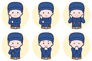 男性消防団員のポーズセット_04