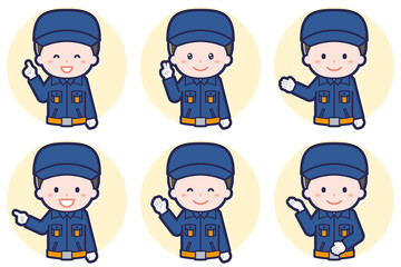 男性消防団員のポーズセット_03