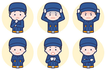 男性消防団員のポーズセット_05