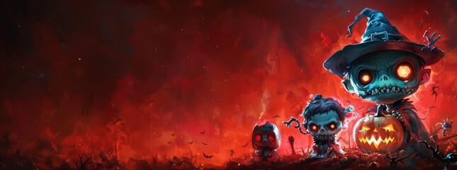 ハロウィンのかぼちゃとおばけ