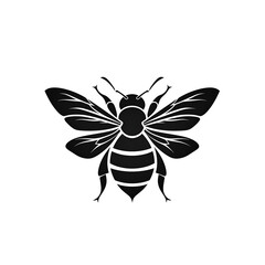 Obraz premium bee isolated on white, bee silhouette 