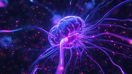 Fototapeta premium Artificial Intelligence Brain Cells and Neural Networks