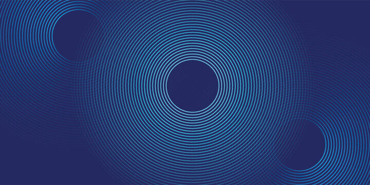 Abstract blue glowing geometric lines on dark blue background. Modern shiny blue circle lines pattern. Futuristic technology concept.vektor