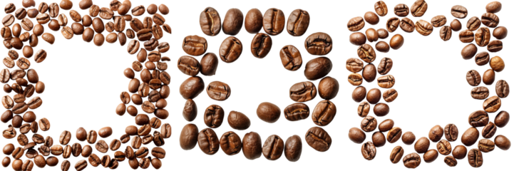 Coffee Beans Frame Isolated Transparent PNG Set Isolated on Transparent or White Background, PNG