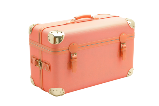 Vintage Pink Leather Suitcase with Gold Accents