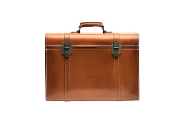 Vintage Brown Leather Suitcase with Metal Clasps