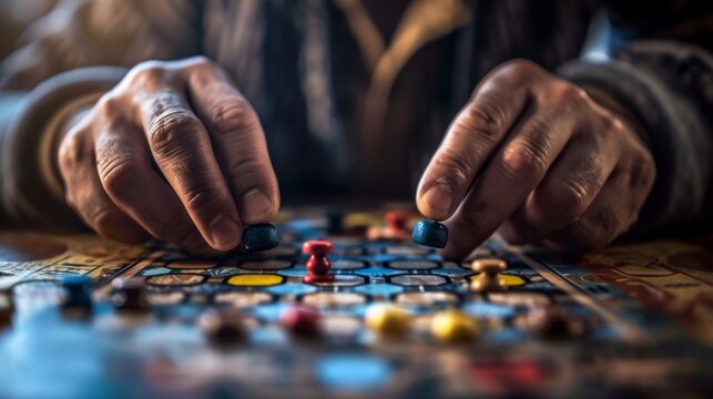 Closeup of Hands Playing a Board Game