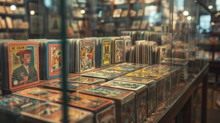 A display of cards with a man in a suit on one of them
