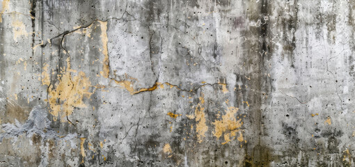 Fototapeta premium Close-up texture of an old, weathered concrete wall with cracks and peeling paint, showcasing its rough and aged surface.