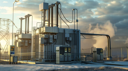 Obraz premium transformer at power plant 
