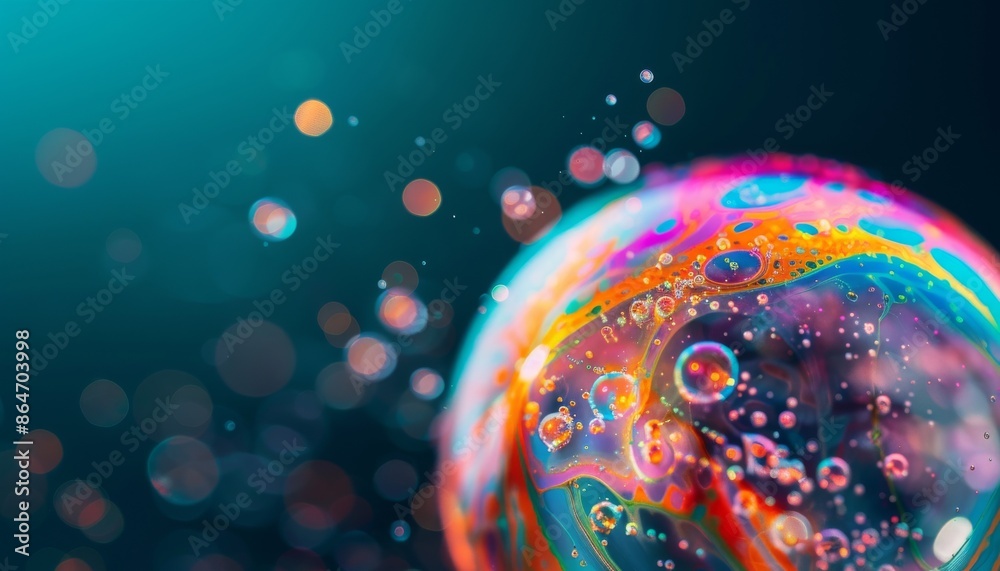Wall mural abstract colorful bubble with bokeh background