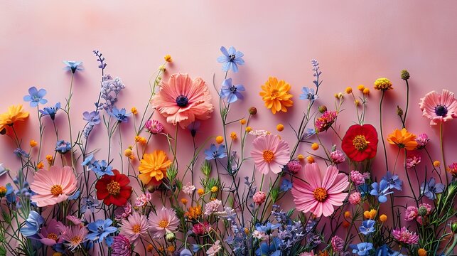 top view cross stitch embroidery accessories linen cloth in hoop on pink background.stock photo