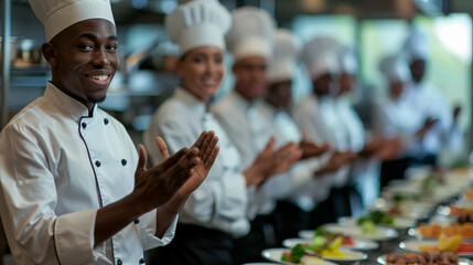 Diverse Group of Culinary Students Receiving Instruction