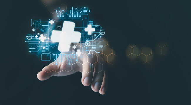 plus sign icon floating in the air on hand It symbolizes the introduction of positive elements such as personal development, social profit, health insurance and a growth mindset.