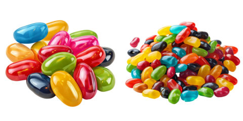 Colorful Jelly Bean Pile Isolated on Transparent or White Background, PNG