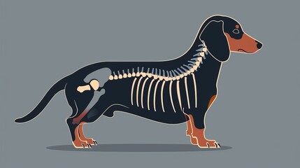 Flat 2D diagram of dachshund bone structure