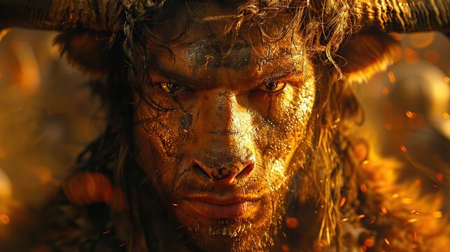 portrait of a minotaur mythical monster fantasy.illustration