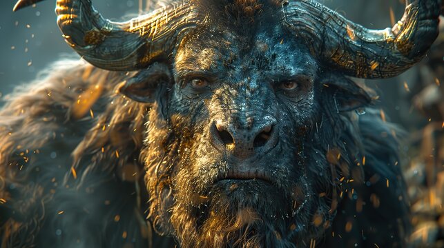 portrait of a minotaur mythical monster fantasy.stock photo