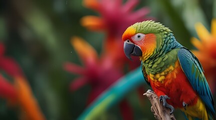 Obraz premium Vibrant Summer Parrot Add a burst of tropical color to your project.generative.ai