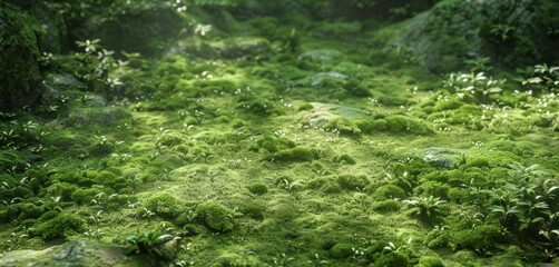 Velvety moss carpet lush green with high detail