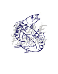 handrawn fishing logo illustration, grunge with text brave and fishing