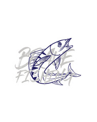 handrawn fishing logo illustration, grunge with text brave and fishing