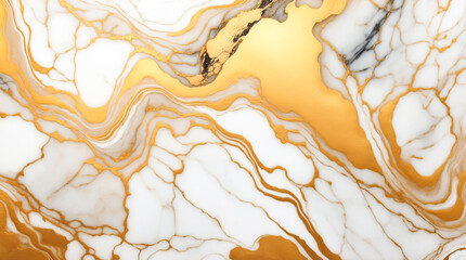  A marble surface with elegant gold and white swirls, creating a stunning visual contrast.