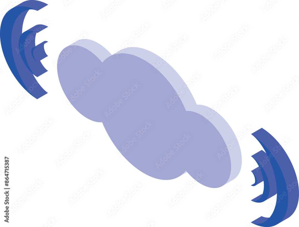 Sticker 3d illustration of a cloud computing technology connecting with wifi signals - Stickers