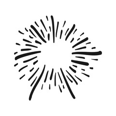 Obraz premium starburst or sunburst hand drawn. firework. doodle design element. vector illustration