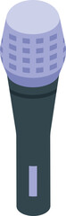 Modern microphone standing upright, ready for recording audio in isometric view