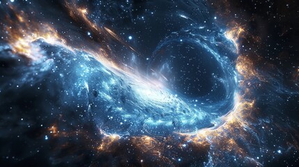 Fototapeta premium A blue and orange galaxy with a large hole in the middle