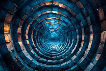 Blue And Gold Geometric Tunnel