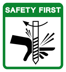 Safety First Rotating Cutting Hazard Symbol Sign, Vector Illustration, Isolate On White Background Label .EPS10