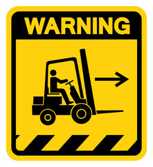 Forklift Point Right Warning Sign, Vector Illustration, Isolate On White Background Label .EPS10