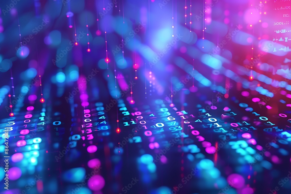 Wall mural binary code abstract futuristic technology background.