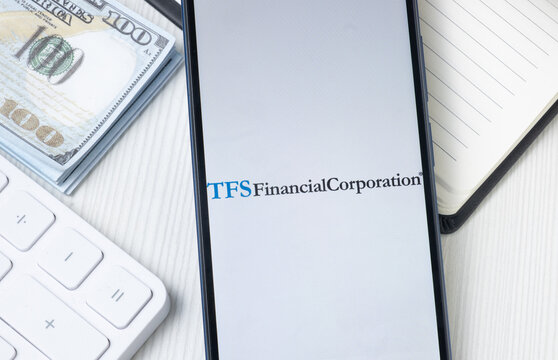 New York, USA - 21 June 2024: TFS Financial Logo on Phone Screen, Company Icon