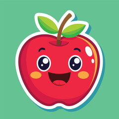 happy fun apple character sticker 