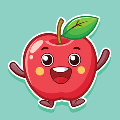 happy fun apple character sticker 