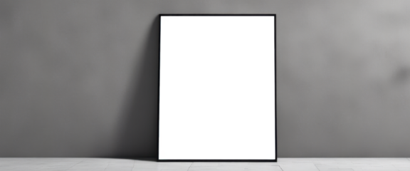 Minimalistic blank picture frame against a grey wall interior design mockups, transparent, cutout, png